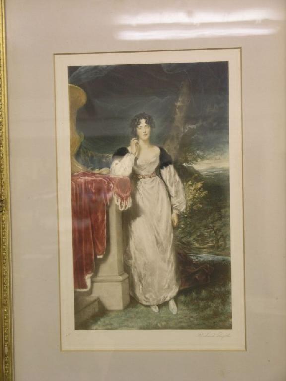 Appraisal: A th century coloured mezzotint full-length portrait of Lady Salisbury