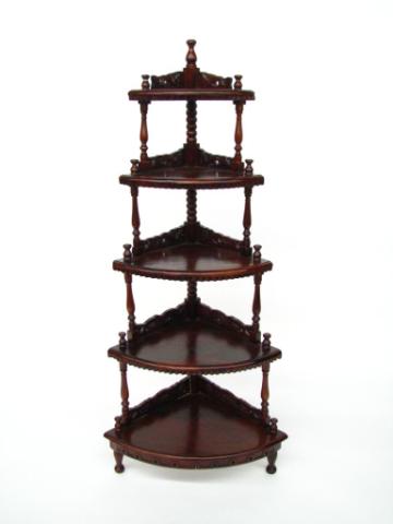 Appraisal: Carved mahogany corner etagere five shelf tall mid late th