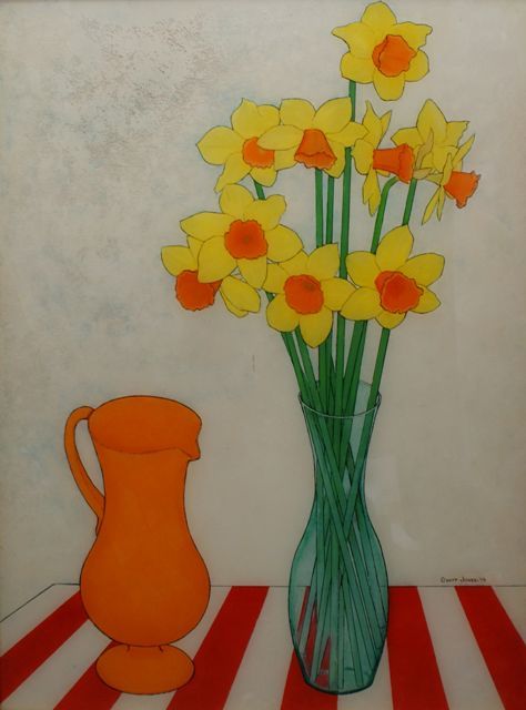 Appraisal: Geoffrey Jones - Daffodils oil on perspex signed and dated