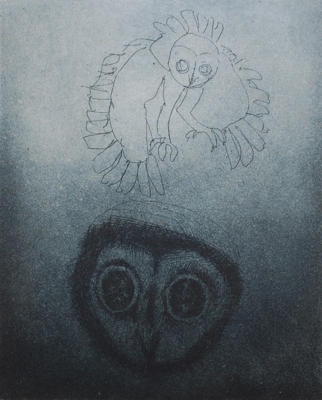 Appraisal: FRANK HODGKINSON SOOTY OWL ETCHING P P X CM SIGNED