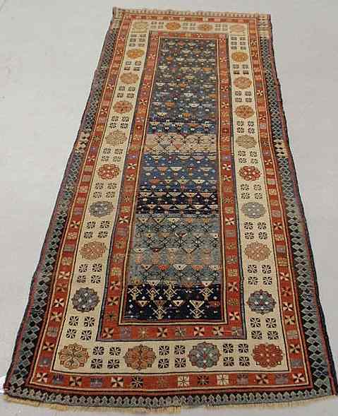 Appraisal: Talish oriental hall runner blue center ivory and red border