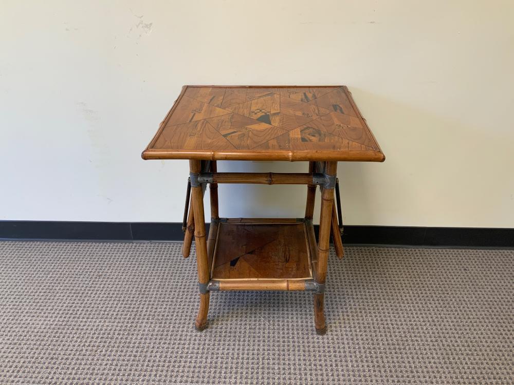 Appraisal: Parquetry Inlaid Rattan Side Table x in x cm