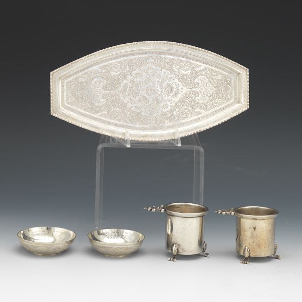 Appraisal: GROUP OF PERSIAN SILVER AND AMERICAN SILVER ITEMS Tray -