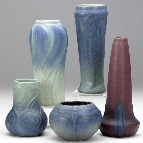 Appraisal: VAN BRIGGLE Five vases - s All marked Tallest