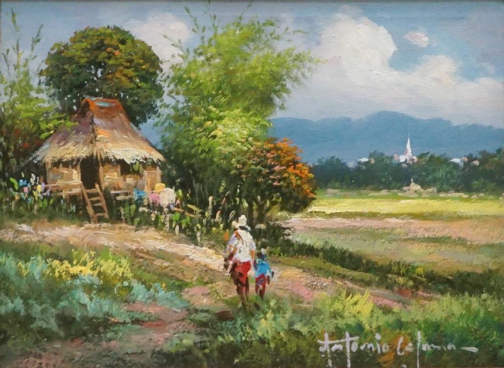 Appraisal: TH CENTURY SCHOOL VILLAGE SCENE OIL ON CANVAS FRAME X