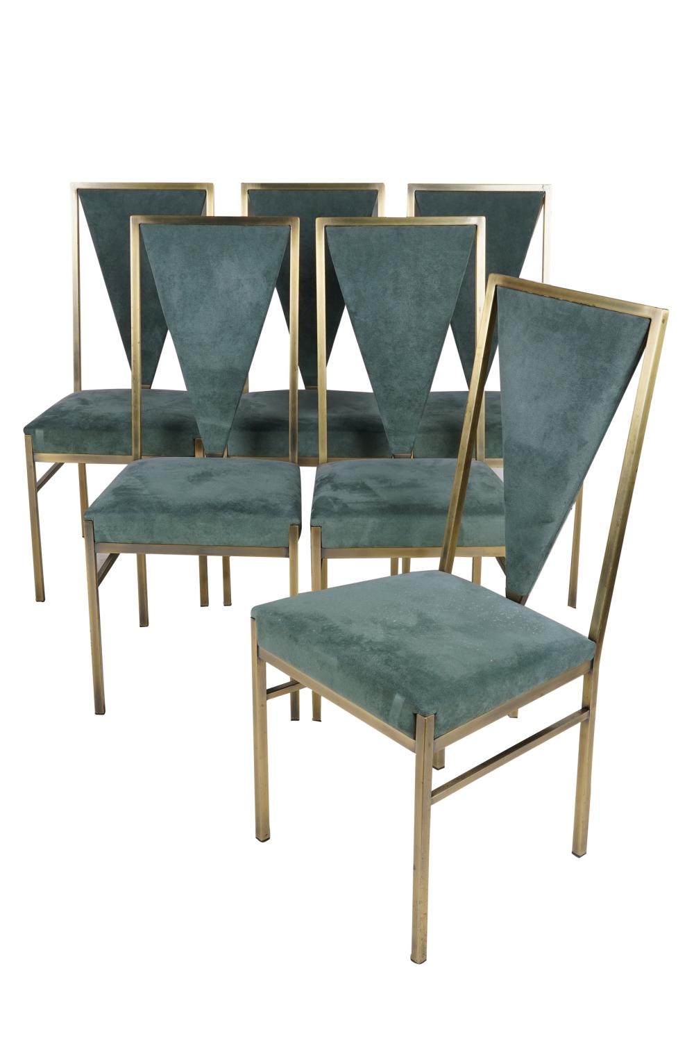 Appraisal: SET OF CONTEMPORARY DINING CHAIRScomprising six chairs Condition slight oxidation