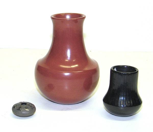 Appraisal: Three Southwest items Including a Santa Clara blackware jarlet Danny