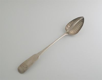 Appraisal: A George III Irish fiddle pattern strainer spoon basting size