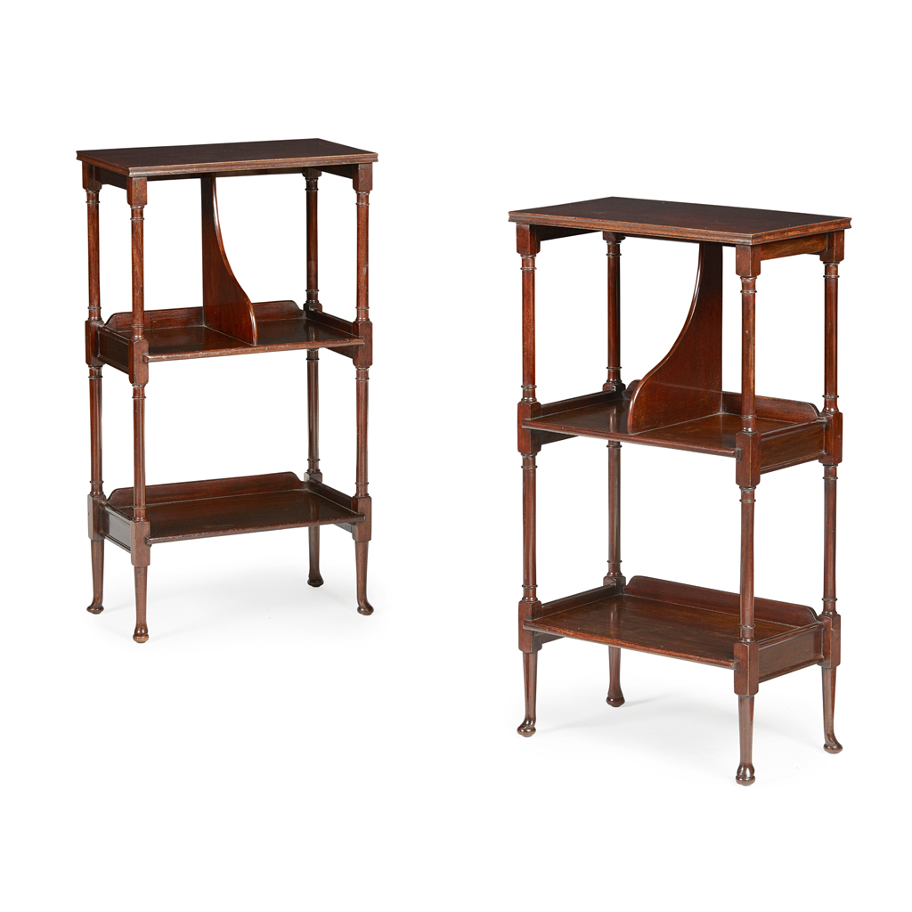 Appraisal: PAIR OF EDWARDIAN MAHOGANY BOOKSTANDS EARLY TH CENTURY the rectangular