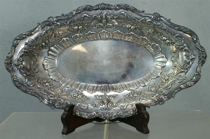 Appraisal: Oval Gorham sterling silver bread bowl fruit garland border impressed