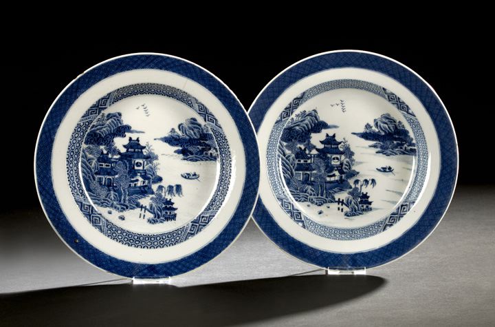 Appraisal: Pair of Chinese Export Blue and White Porcelain Deep Dishes