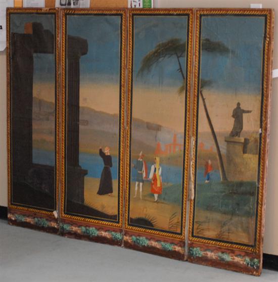 Appraisal: An E th C Painted Italian Floor Screen four fold