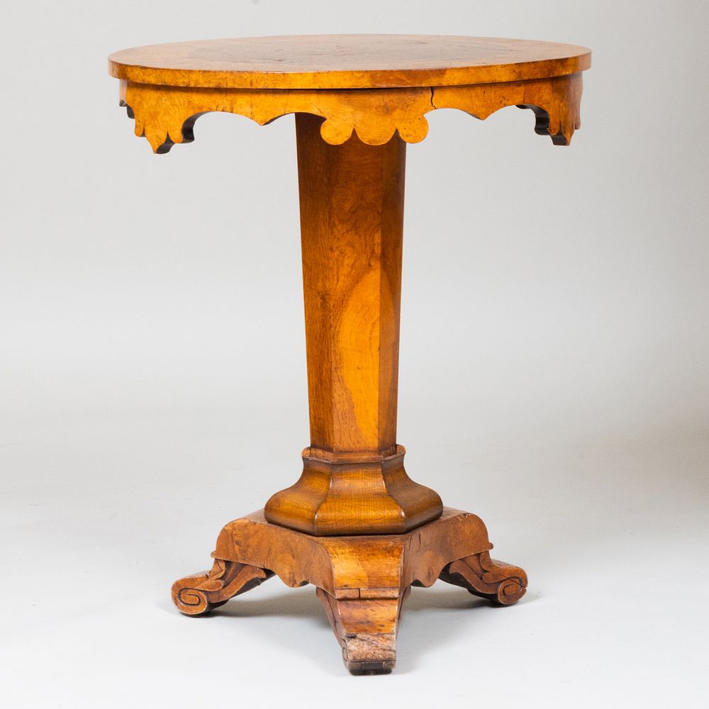 Appraisal: Continental Burl Elm and Oak Inlaid Center Table Possibly English