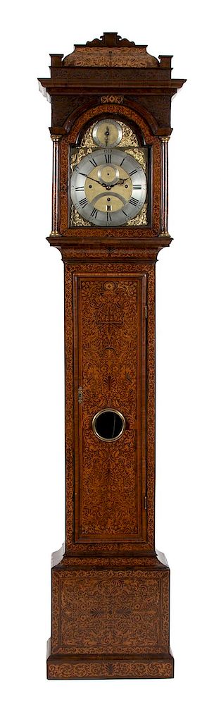 Appraisal: A William Mary Marquetry Tall Case Clock Height x width