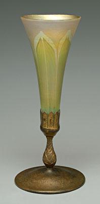 Appraisal: Tiffany art glass vase trumpet shape with feather pulled decoration