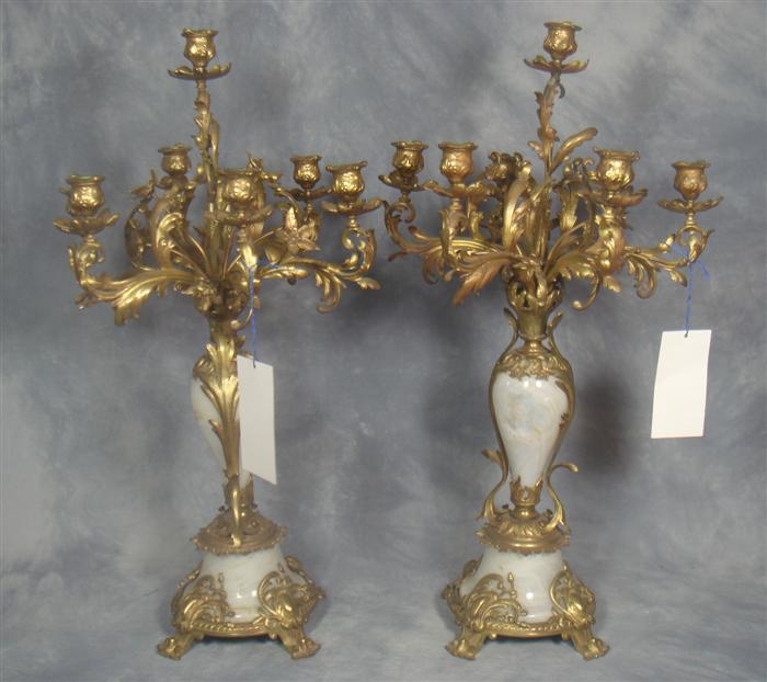 Appraisal: Pair of gilt bronze French socket candelabra with white art