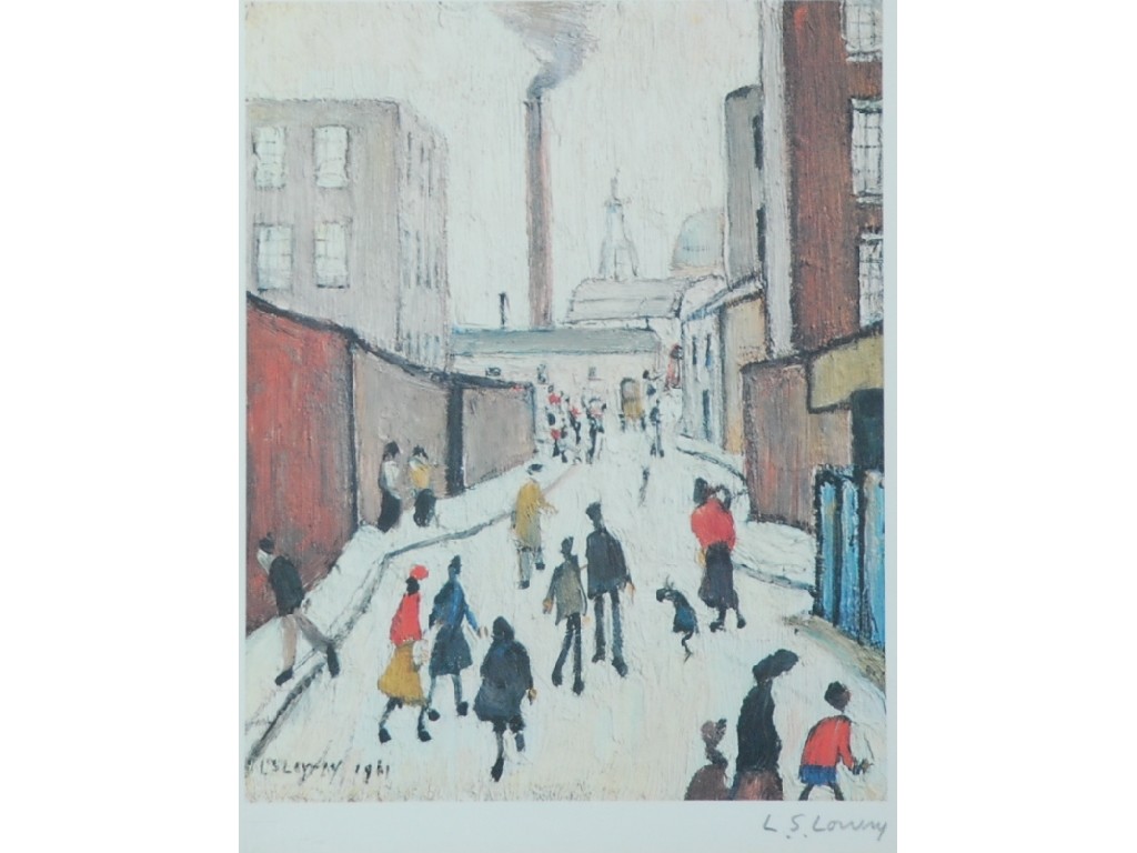 Appraisal: L S LOWRY ARTIST SIGNED COLOUR PRINT Street scene x