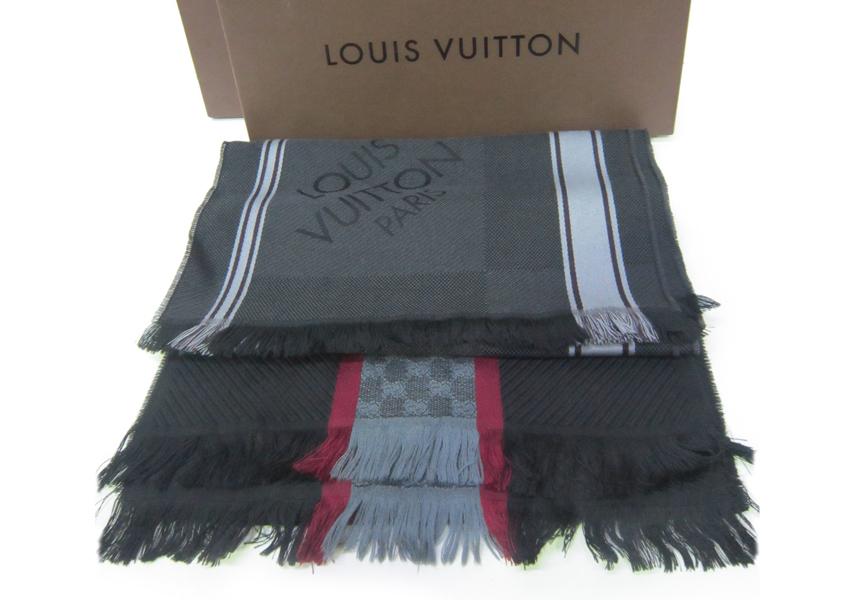 Appraisal: TWO LOUIS VUITTON MENS SCARVES ONE WITH DAMIER DESIGN DETAIL