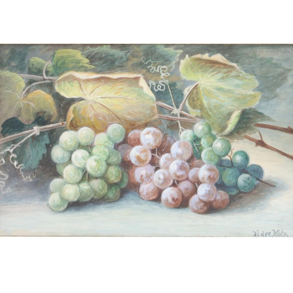 Appraisal: ALDEN MOTE INDIANA - STILL LIFE GRAPES WATERCOLOR ON PAPER