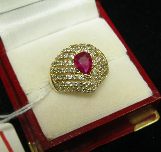 Appraisal: RUBY DIAMOND AND FOURTEEN KARAT GOLD RING WITH APPRAISAL the