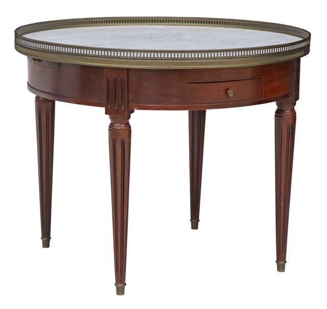 Appraisal: French Louis XVI style mahogany bouillotte table th c pierced