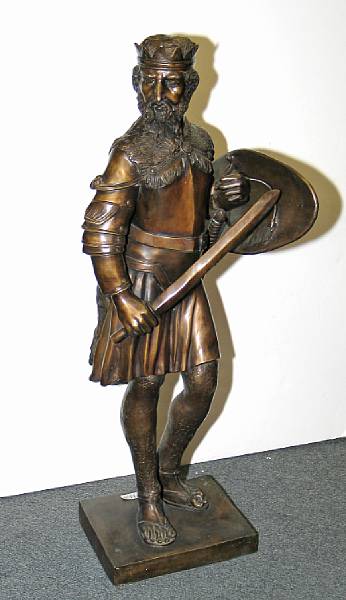 Appraisal: A patinated bronze heroic figure fourth quarter th century Possibly