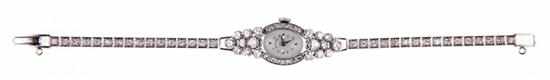 Appraisal: Hamilton diamond-set lady's wristwatch twenty-two jewel movement marked Hamilton USA