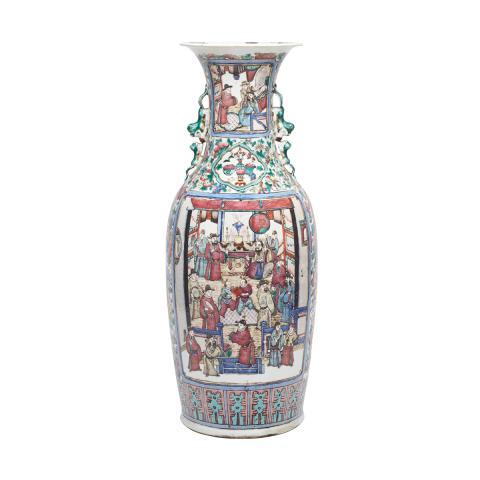 Appraisal: Large Famille Rose Figural Vase th Century Large scene of