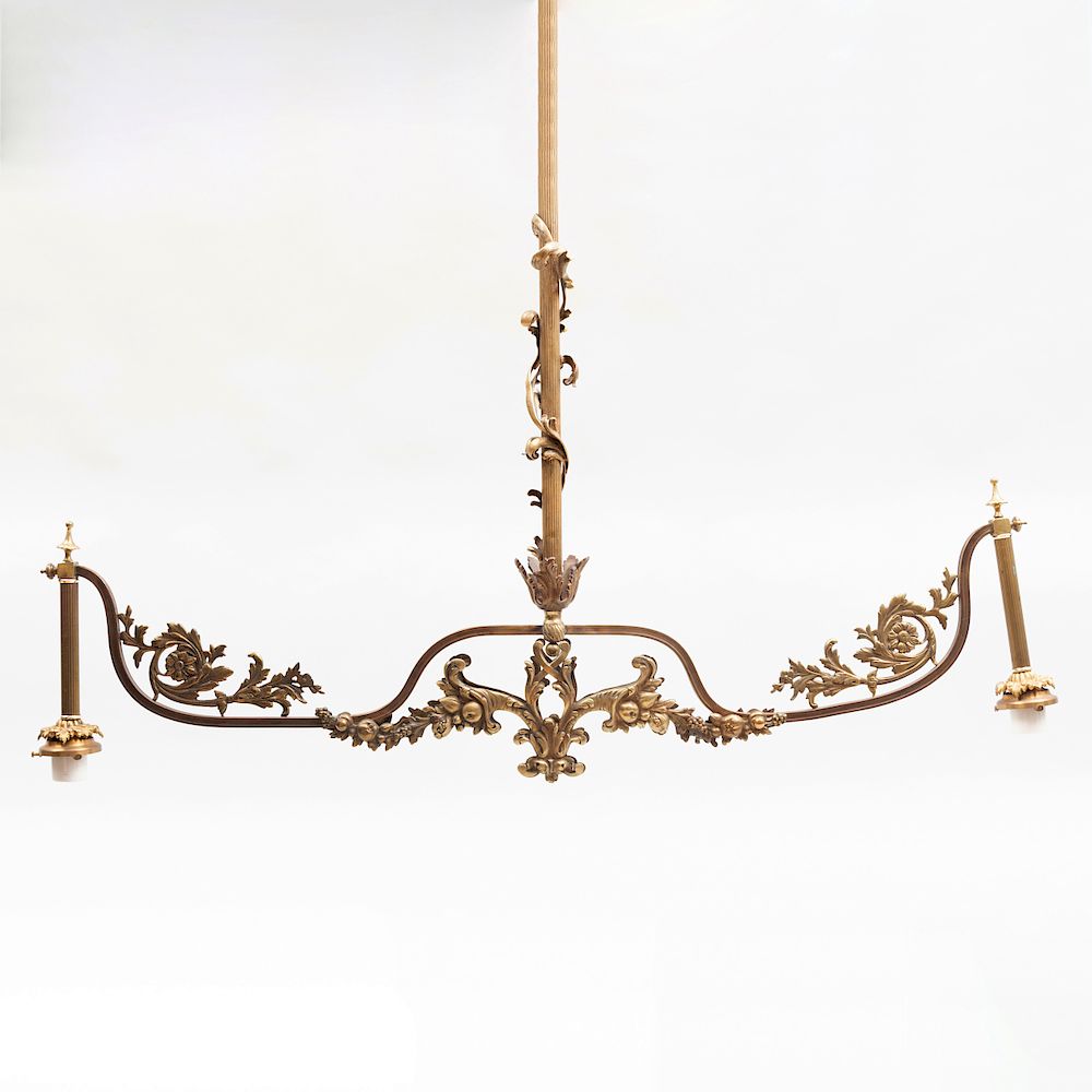 Appraisal: Victorian Gilt-Bronze Two-Light Billiards Light x in Condition In good