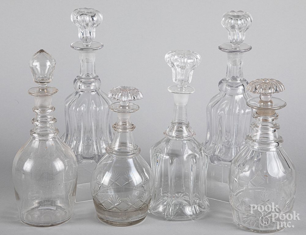 Appraisal: Six colorless glass decanters Six colorless glass decanters tallest -