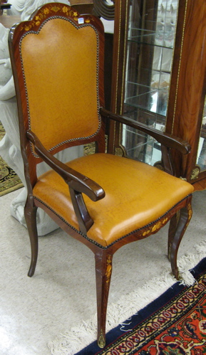 Appraisal: A SET OF THREE LOUIS XV STYLE MARQUETRY ARMCHAIRS Italian