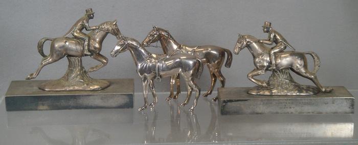 Appraisal: pr plated silver figural horse trophies Concord Fox Hunters Pair