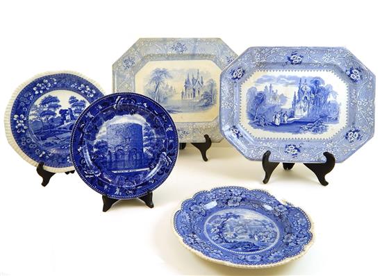 Appraisal: Five pieces of th and early th C blue transferware