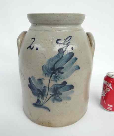 Appraisal: th c signed Newark N J two gallon floral decorated