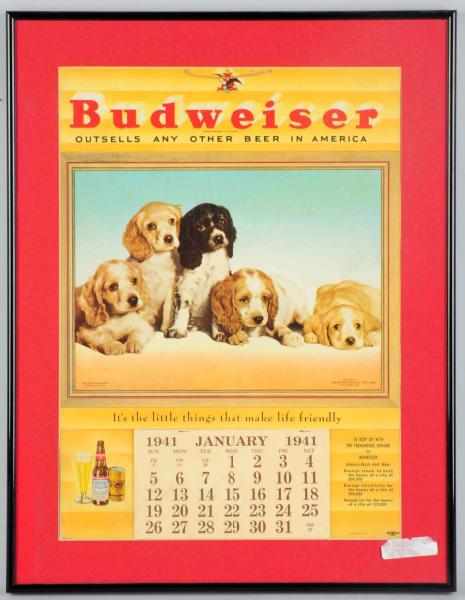 Appraisal: Budweiser Beer Puppy Dog Lithograph Calendar Full calendar pad Two-sided