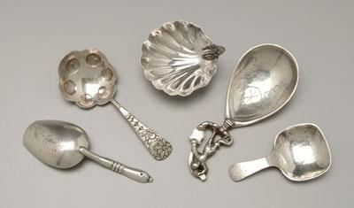 Appraisal: Four silver caddy spoons one Gorham sterling with floral handle