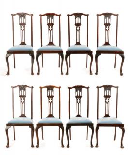 Appraisal: Set Mahogany Gothic Revival Style Dining Chairs English early to