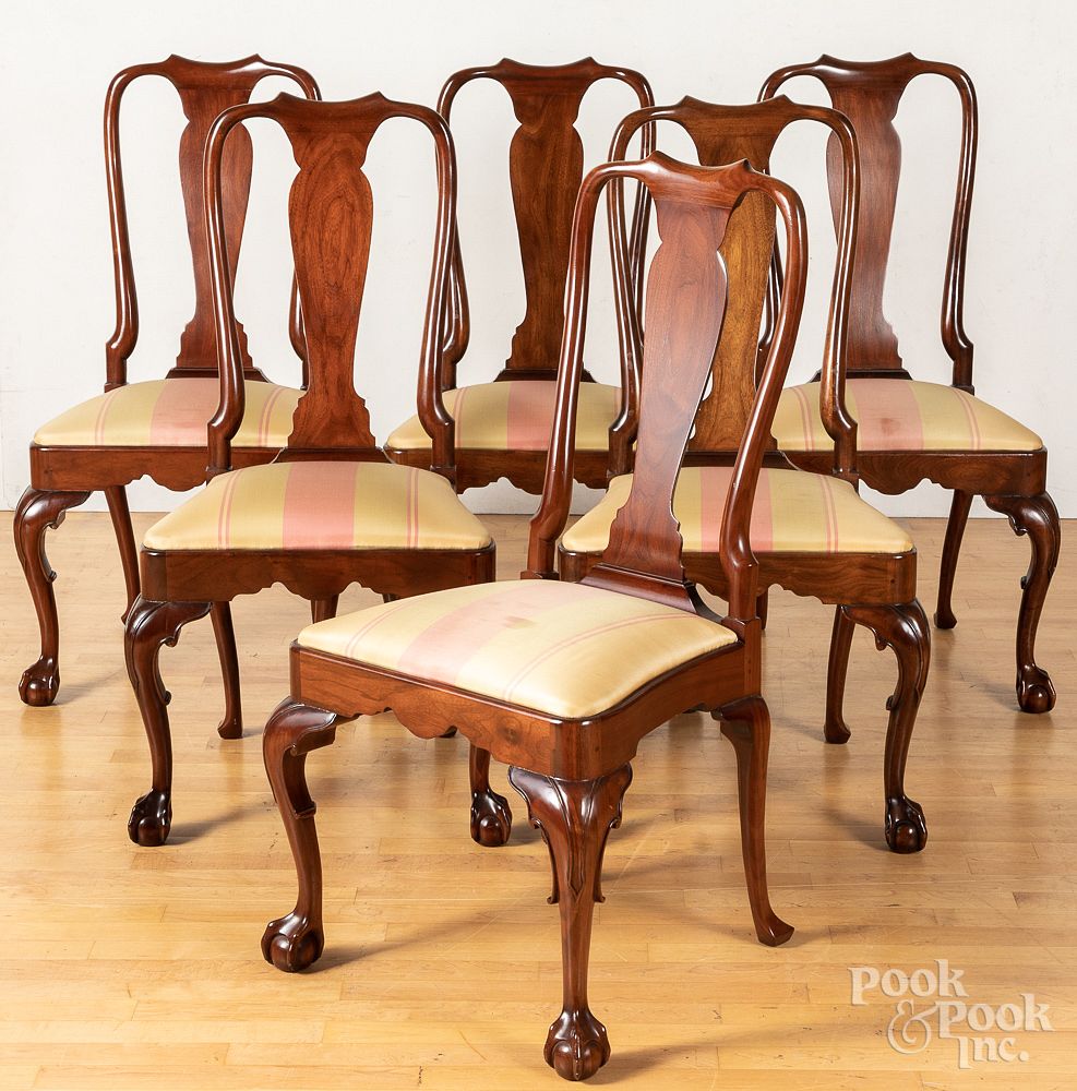 Appraisal: Set of six Kindel Queen Anne style dining chairs Set