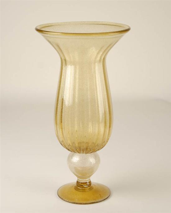 Appraisal: Tall Murano Glass Vase with Gold Flocking H