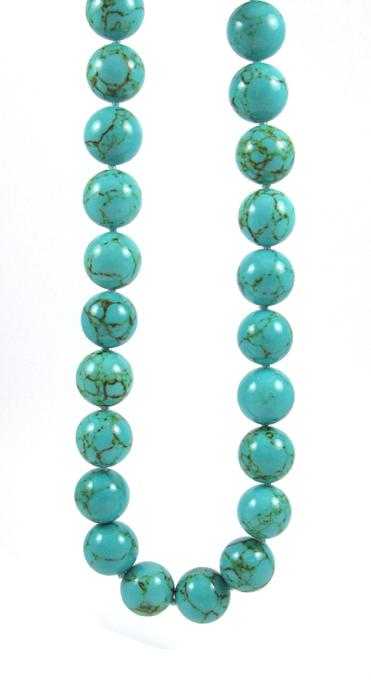 Appraisal: TEAL TURQUOISE BEAD NECKLACE measuring - inches in length and