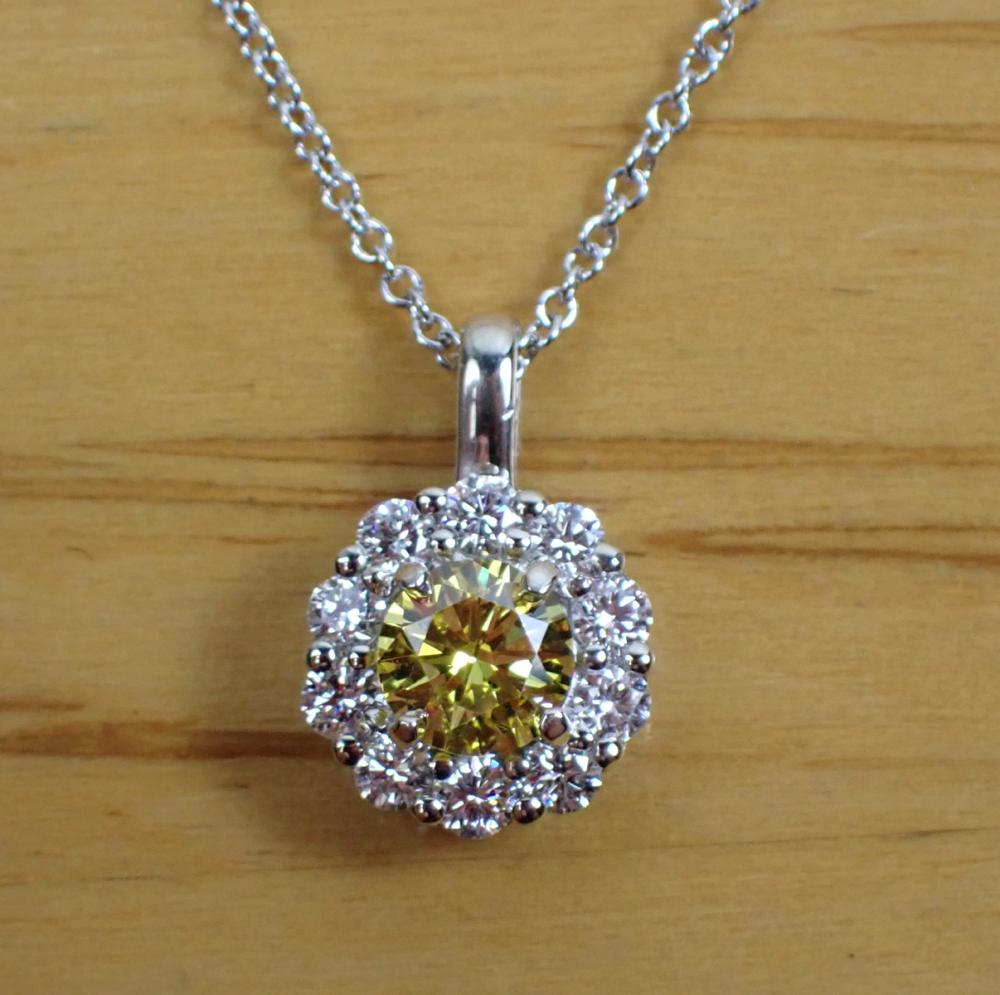 Appraisal: YELLOW AND WHITE DIAMOND PENDANT NECKLACE with a - k