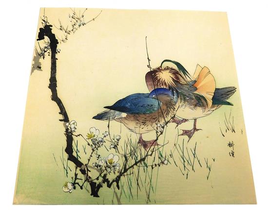 Appraisal: Tsukioka Kogyo Japanese - color woodcut Two Mallard Ducks with