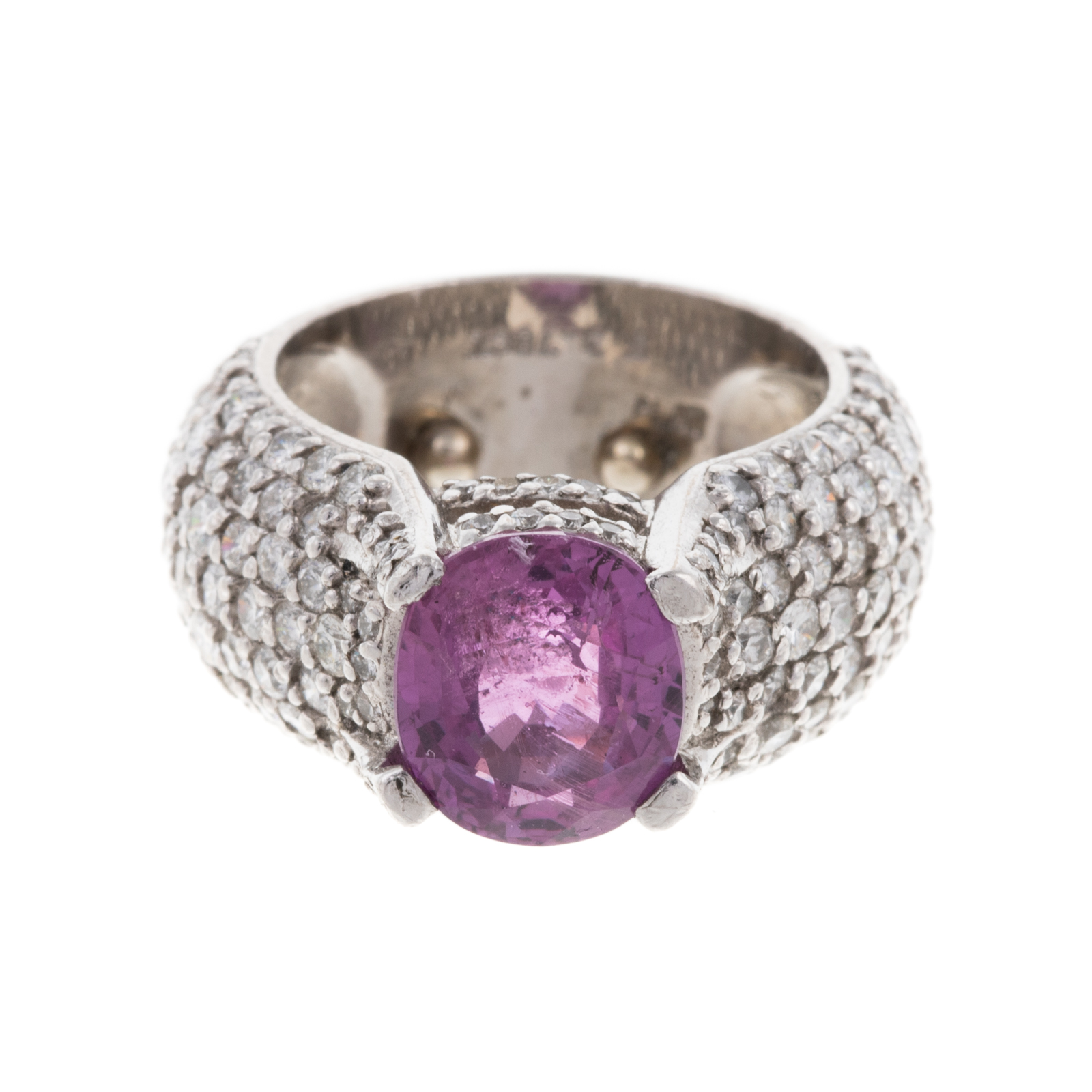 Appraisal: A CT PINK SAPPHIRE DIAMOND RING IN PLATINUM Platinum ring