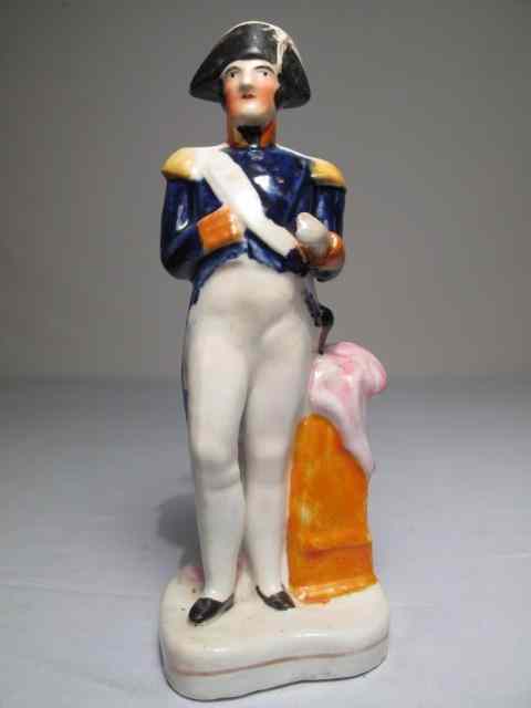 Appraisal: th century porcelain Staffordshire figurine depicting Lord Nelson Circa Good