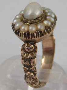 Appraisal: A yellow metal tests carat gold Victorian pearl set ring