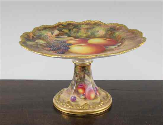 Appraisal: A Royal Worcester comport painted by H Ayrton date code