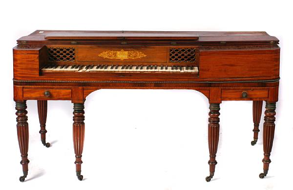 Appraisal: A William IV inlaid mahogany square piano Astor amp Tompson