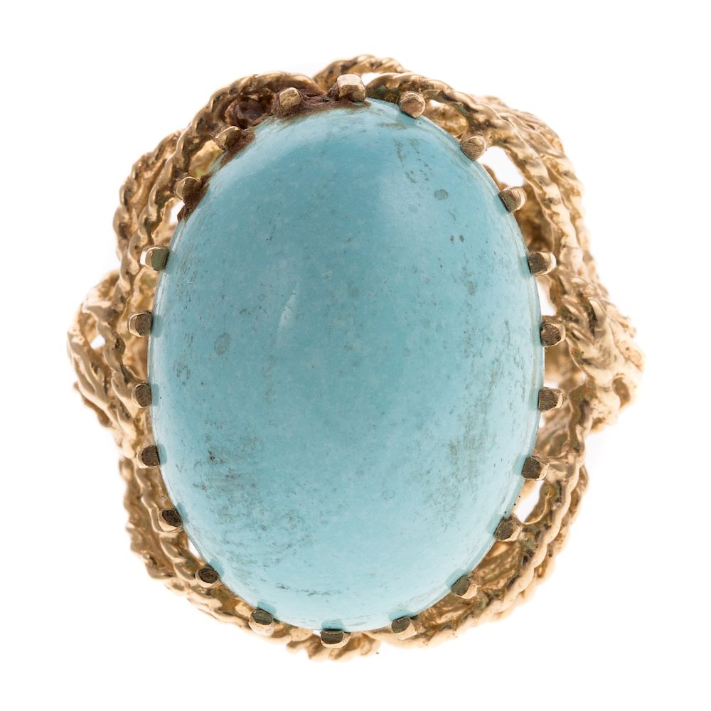 Appraisal: A Ladies Large Turquoise Ring in K K yellow gold