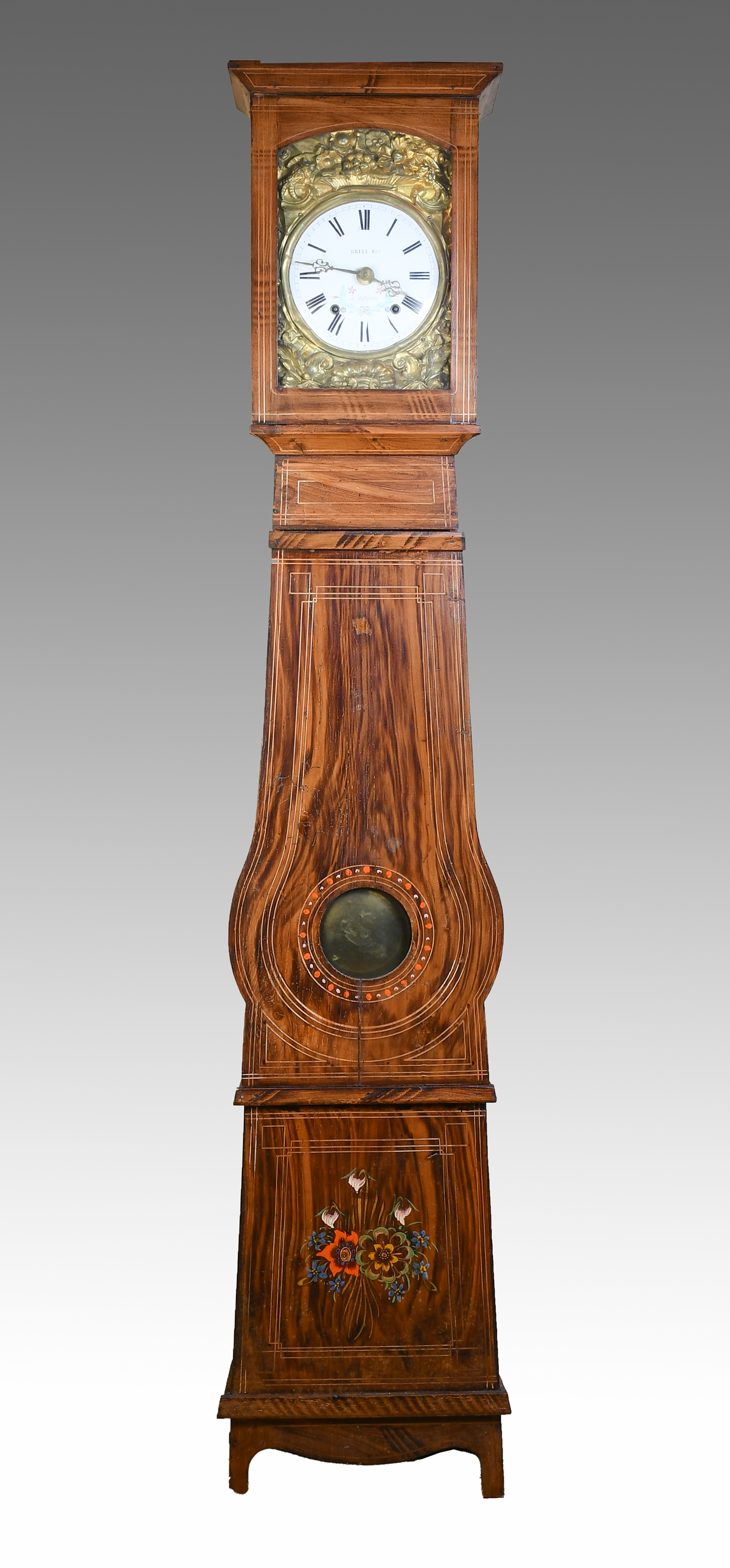 Appraisal: FRENCH MORBIER GRAIN PAINTED LONG CASE CLOCK French Morbier grain