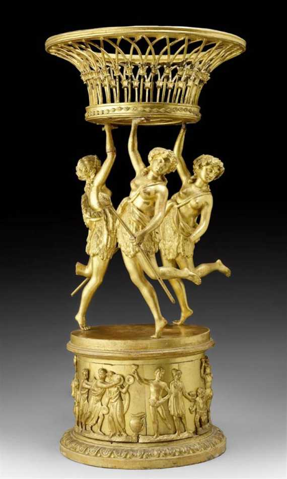 Appraisal: TABLE ORNAMENT AUX BACCHANTES Empire Italy early th century Gilt